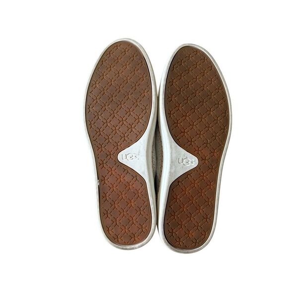 UGG Women's Adley Perf Sneakers size 7.5 Silver Suede Leather Perforated Slip On - Picture 6 of 9